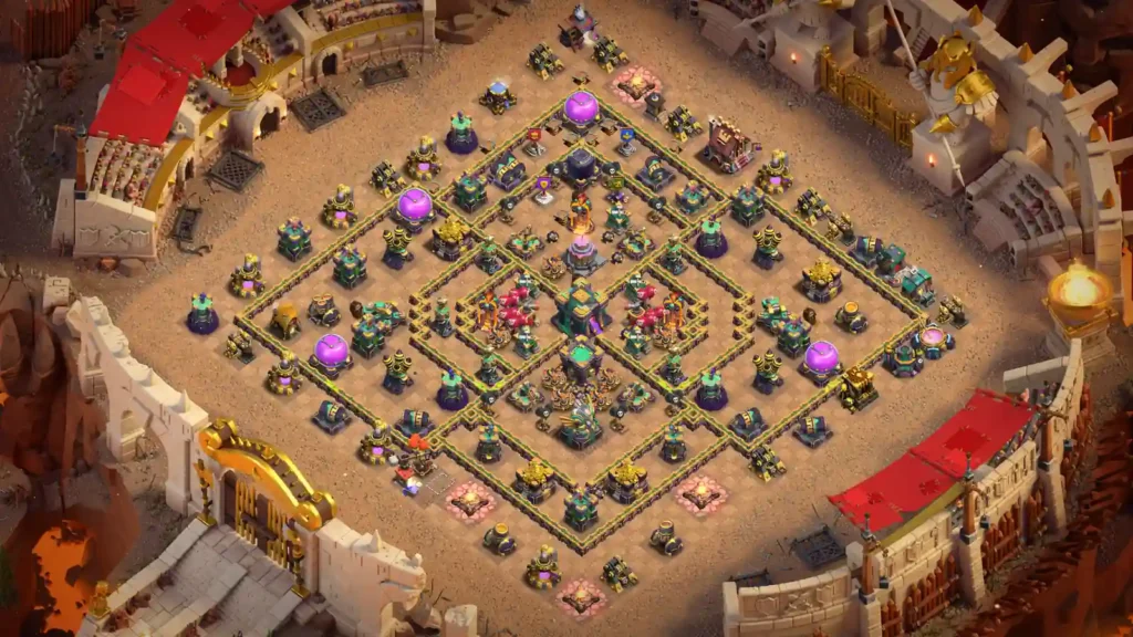 TH14 War Base – Straight Line Funnel Grid