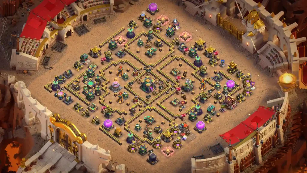 TH14 War Base – Staggered Core Diamond