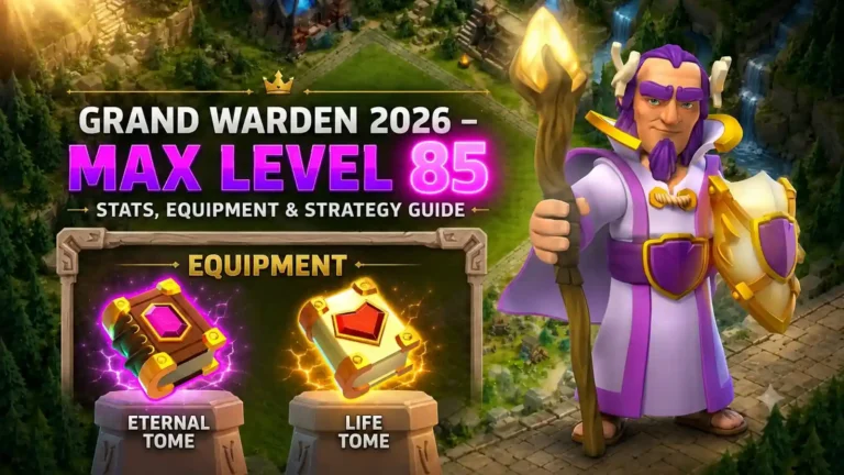 Grand Warden 2026 max level 85 with Hero Equipment in Clash of Clans