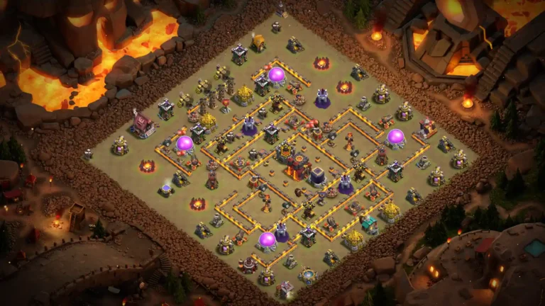 TH10 Hybrid Base – Loot-Forward Triple Bomb Diamond