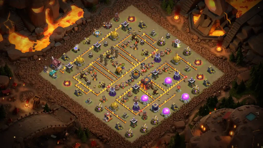 TH10 War Base – Extended Compartment Trap Grid