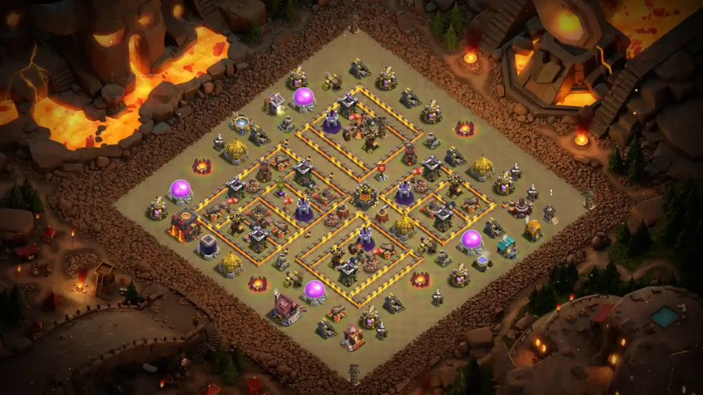 TH10 War Base – Layered Diamond Defense