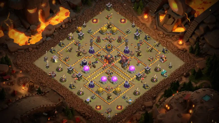 TH10 War Base – Symmetrical Four-Quadrant Diamond Core