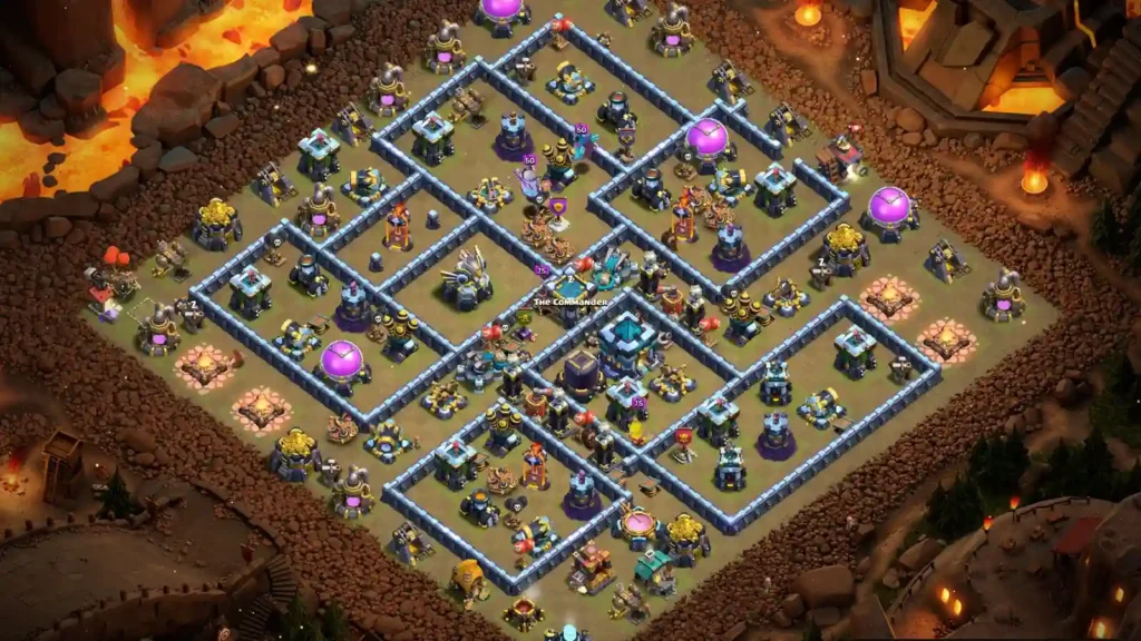 TH13 War Base Diagonal Grid – Anti Electro Dragon Anti Air Layout