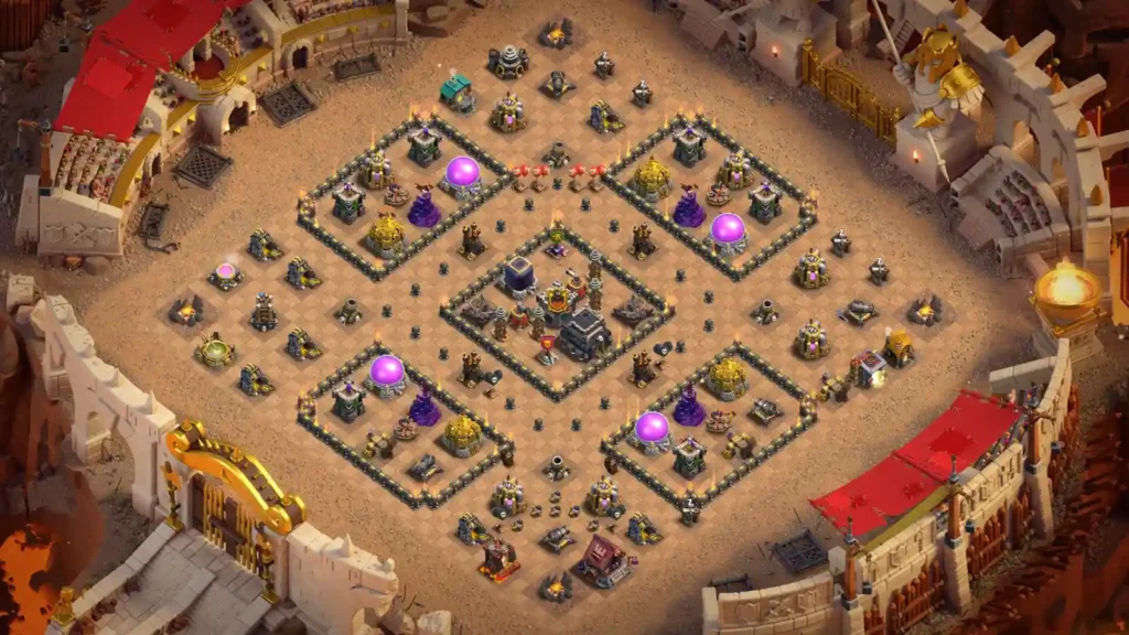 TH9 War Base Compact Diamond – Anti Air Anti Ground Layout 2026