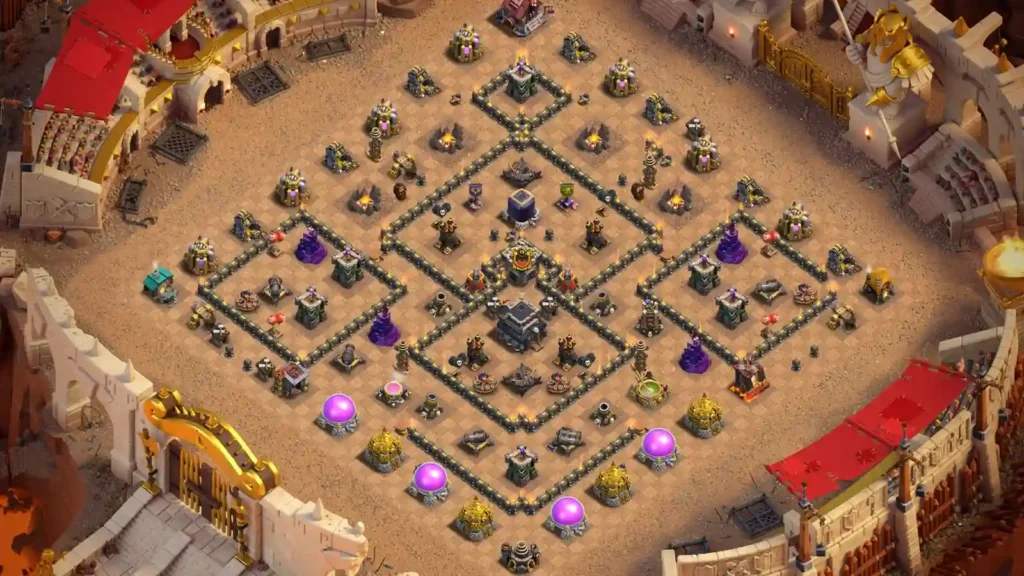 TH9 War Base Diamond Cross – Anti Air Anti Ground Layout 2026
