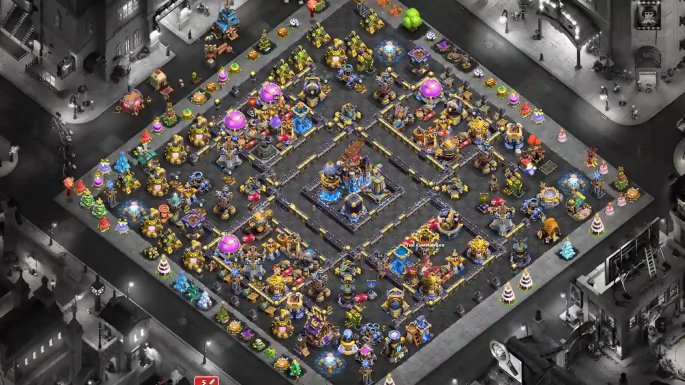 TH18 Farming Base – Symmetrical Diamond with Central Compartments layout