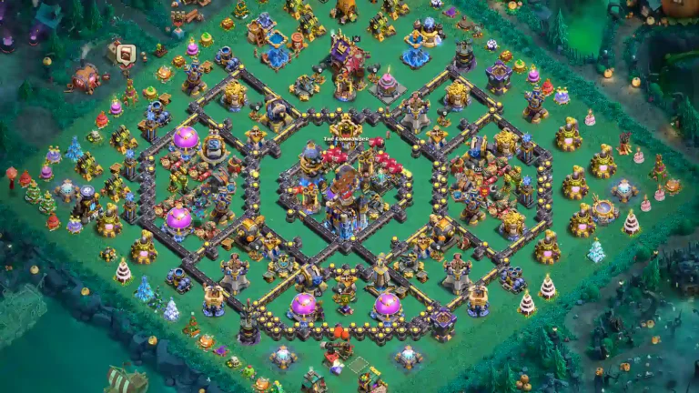 TH18 Farming Base – Symmetrical Diamond with Even Side Compartments