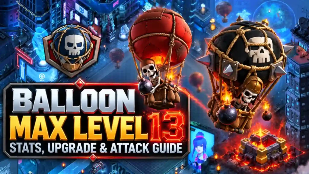 Balloon CoC max level 13 with classic and maxed Balloon troops in attack guide