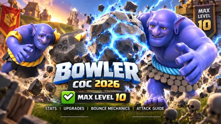 Bowler CoC max level 10 with classic and maxed Bowler in battle scene