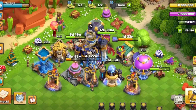 TH18 Clash of Clans village with several upgrades in progress