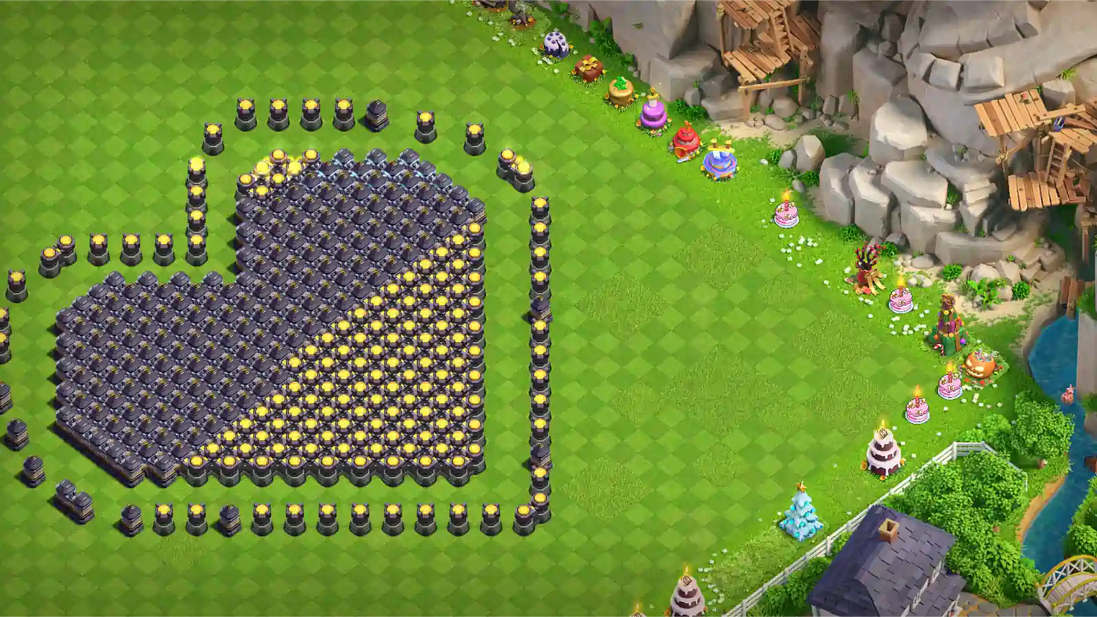 Clash of Clans progress base with early wall upgrades