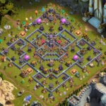 TH15 War Base – Central Town Hall with Layered Side Compartments