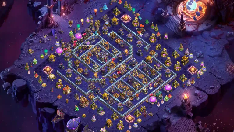 TH15 war base with central Town Hall and nested core compartments