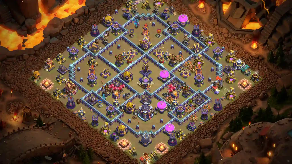 TH15 war base with deep Town Hall and symmetrical box compartments