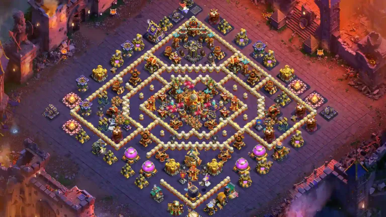 TH16 War Base – Central Town Hall with Ring Core Compartments