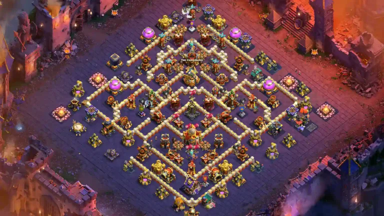 TH16 war base with deep Town Hall with Layered Diamond Spine