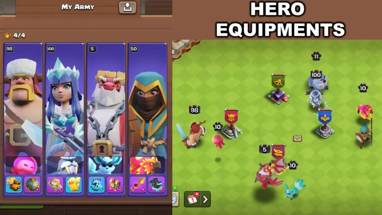 All 43 Clash of Clans Hero Equipment items grouped by six Home Village Heroes
